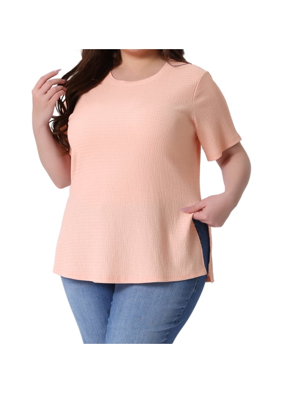 Women's Plus Crew Neck Top 3X Light Pink