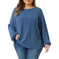 thumbnail image 1 of DARING DIVA Women's Plus Crewneck Chiffon Swiss Dots Shirts Top 2X Gray Blue, 1 of 6