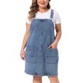 thumbnail image 1 of DARING DIVA Women's Plus Denim Overalls Adjustable Strap Dress 3X Gray Blue, 1 of 6