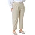 thumbnail image 1 of DARING DIVA Women's Plus Elastic High Waisted Long Straight Pants 4X Light Khaki, 1 of 6