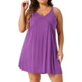 thumbnail image 1 of DARING DIVA Women's Plus Elegant V Neck Chemise Nightgown 1X Purple, 1 of 6