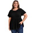 thumbnail image 1 of DARING DIVA Women's Plus Eyelet Embroidery Blouse with Ruffle Hem 3X Black, 1 of 5