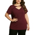 thumbnail image 1 of DARING DIVA Women's Plus Fashion Basic Short Sleeve Top 2X Burgundy, 1 of 6