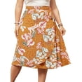 thumbnail image 1 of DARING DIVA Women's Plus Floral A Line Ruffled Hem Summer Midi Skirt 1X Orange, 1 of 6