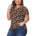 thumbnail image 1 of DARING DIVA Women's Plus Floral  Loose Casual Basic Blouse 4X Brown, 1 of 6