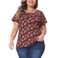 thumbnail image 1 of DARING DIVA Women's Plus Floral  Loose Casual Basic Blouse 4X Red, 1 of 6