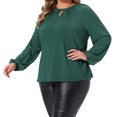 thumbnail image 1 of DARING DIVA Women's Plus Glitter Keyhole V Neck Blouses 1X Green, 1 of 6