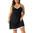 thumbnail image 1 of DARING DIVA Women's Plus Lace Strap Babydoll Chemise Nightgown 4X Black, 1 of 6