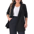 thumbnail image 1 of DARING DIVA Women's Plus Lapel Button with Pocket Jackets Long Blazer 3X Black, 1 of 6