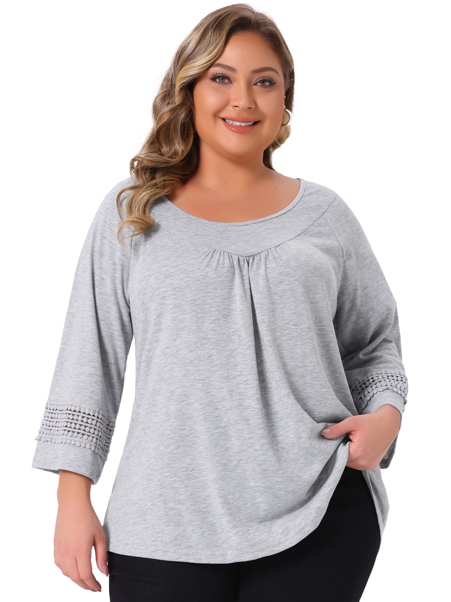 DARING DIVA Women's Plus Size Winter Kimono Long Sleeve Casual Top 1X Gray