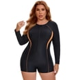 thumbnail image 1 of DARING DIVA Women's Plus Long Sleeve Surfing Bathing 1 Suit 1X Black Orange, 1 of 6