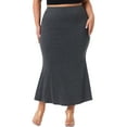 thumbnail image 1 of DARING DIVA Women's Plus Mermaid High Waist Knit Bodycon Long Skirts 2X Gray, 1 of 6