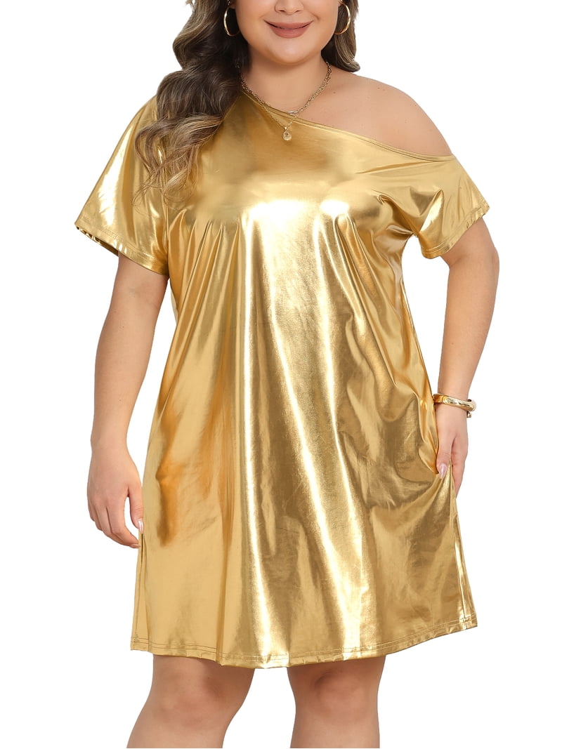 dress clubwear gold DARING DIVA Women's Plus Metallic Off the Shoulder Party 3X Purple ClosureTypeLabel: Zipper