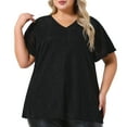 thumbnail image 1 of DARING DIVA Women's Plus Metallic V Neck Party Top 2X Black, 1 of 6