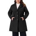 thumbnail image 1 of DARING DIVA Women's Plus Mid Length Notch Lapel Single Breasted Pea Jacket 1X Black, 1 of 6