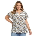 thumbnail image 1 of DARING DIVA Women's Plus Notch V Neck Ruffle Sleeve Floral Top 1X Black, 1 of 6