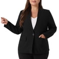 thumbnail image 1 of DARING DIVA Women's Plus Notched Lapel Long Sleeve Office Work Blazer Jacket 2X Black, 1 of 6
