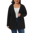thumbnail image 1 of DARING DIVA Women's Plus Open Front Long Sleeve Lightweight Cardigans 3X Black, 1 of 6