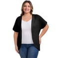 thumbnail image 1 of DARING DIVA Women's Plus Open Front Loose Fit Knit Curved Hem Cardigan 2X Black, 1 of 5