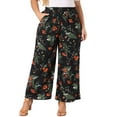 thumbnail image 1 of DARING DIVA Women's Plus Palazzo High Waist Wide Leg Pant with Pockets 1X Black, 1 of 6