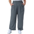 thumbnail image 1 of DARING DIVA Women's Plus Palazzo Stretchy High Waisted Wide Leg Pants 3X Grey, 1 of 6