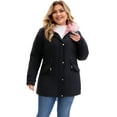 thumbnail image 1 of DARING DIVA Women's Plus Parka Jacket Fleece Lined Zipper Coat Black Pink 4X, 1 of 6