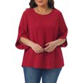 thumbnail image 1 of DARING DIVA Women's Plus Petal Sleeve Swiss Dots Blouse T-Shirt Tops 2X Burgundy, 1 of 6