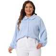 thumbnail image 1 of DARING DIVA Women's Plus Peter Pan Collar Long Sleeve Button Down Blouse 2X Light Blue, 1 of 6