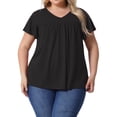thumbnail image 1 of DARING DIVA Women's Plus Ruffle Boho Floral T Shirt 2X Black, 1 of 6