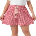 thumbnail image 1 of DARING DIVA Women's Plus Ruffle Gingham Pajama in Summer Shorts 3X Red, 1 of 6