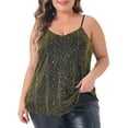 thumbnail image 1 of DARING DIVA Women's Plus Sequin Glitter Cami Sleeveless Party Tank Top 1X Gold, 1 of 6