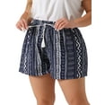 thumbnail image 1 of DARING DIVA Women's Plus Short Boho Beach Pant Pocket Casual Shorts 2X Navy Blue, 1 of 6