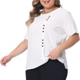 thumbnail image 1 of Women's Plus Top Short Sleeve Crew Neck Cotton Linen Blouses Top T Shirt 4X White, 1 of 6