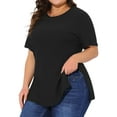 thumbnail image 1 of DARING DIVA Women's Plus Crew Neck Top 1X Black, 1 of 6