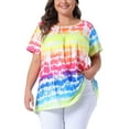 thumbnail image 1 of DARING DIVA Women's Plus Pleated Front Casual Blouse 4X Rainbow, 1 of 6