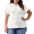 thumbnail image 1 of DARING DIVA Women's Plus Short Sleeve Textured Top 1X White, 1 of 6