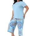 thumbnail image 1 of DARING DIVA Women's Plus Size 2-piece Short Sleeve Pajamas Set 3X Blue, 1 of 5