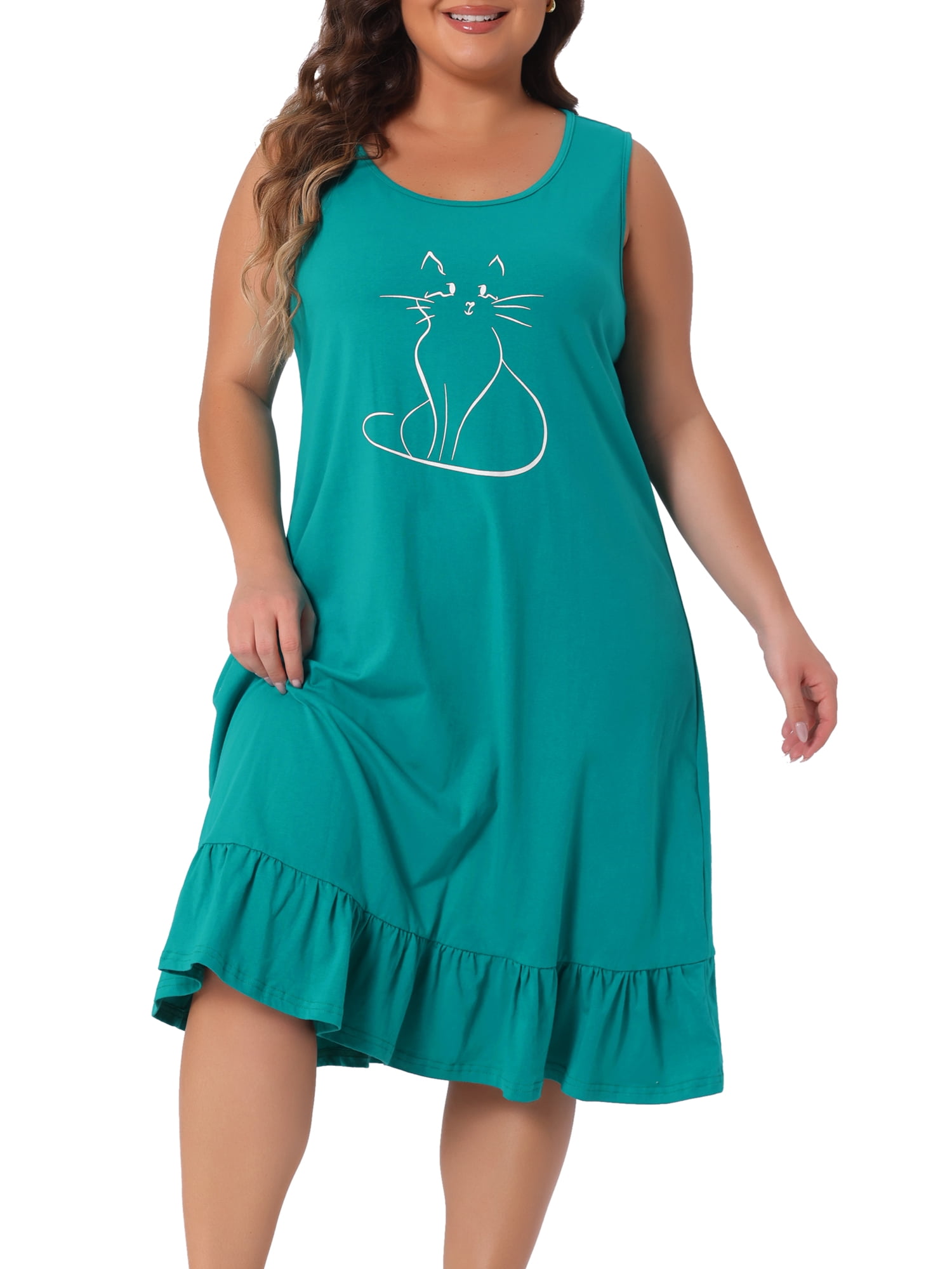 DARING DIVA Women's Plus Size Sleeveless Nightgown Soft Sleepwear Pajamas 1X Green