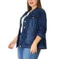 thumbnail image 1 of DARING DIVA Women's Plus Size Button Washed Front Loose Jean Jacket 6X Dark Blue, 1 of 6