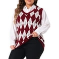 thumbnail image 1 of DARING DIVA Women's Plus Size Cable Knit Sleeveless Pullover Sweater Vests 3X Burgundy, 1 of 6