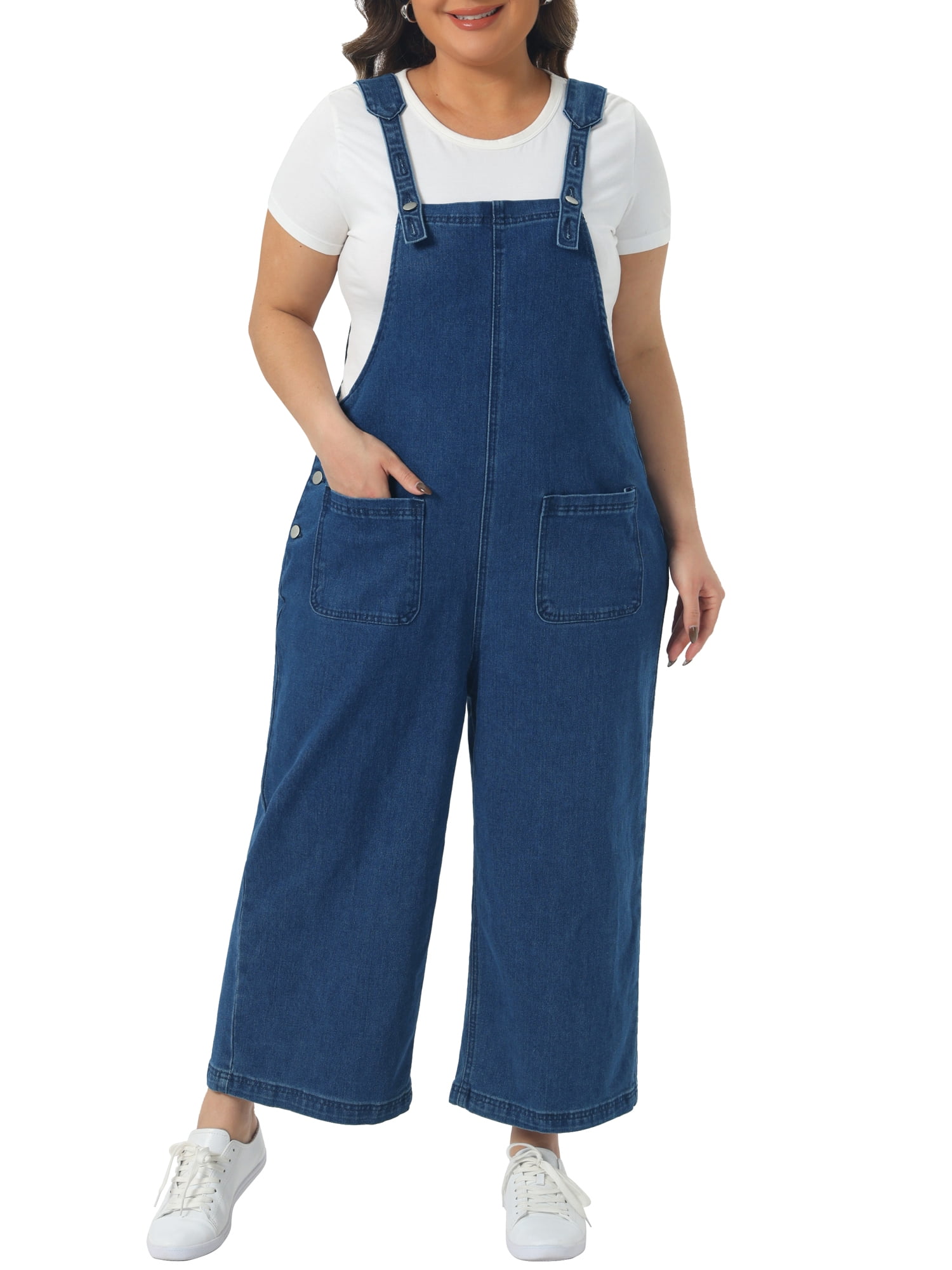 DARING DIVA Women's Plus Size Casual Denim Bib Adjustable Suspenders Overalls 2X Blue