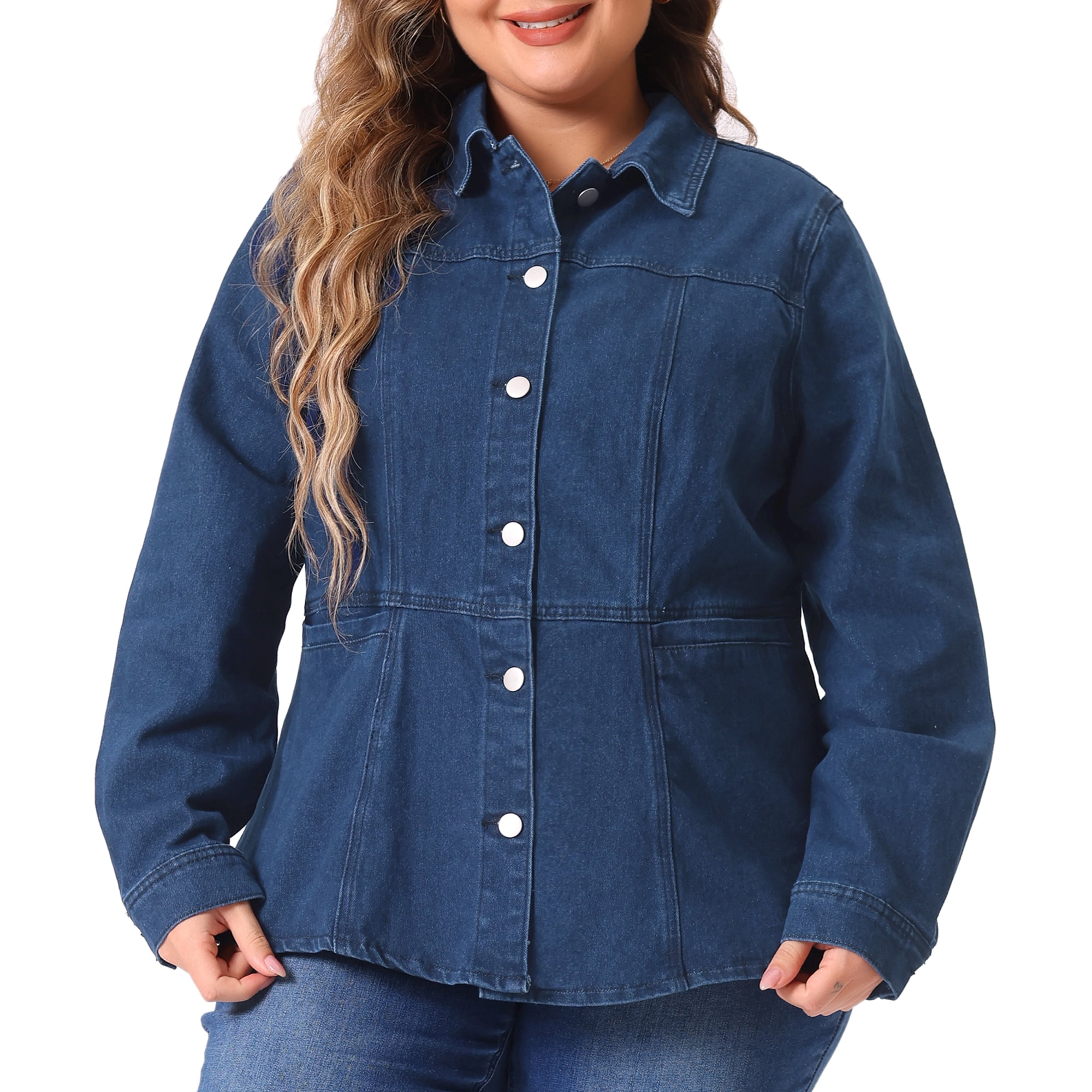 DARING DIVA Women's Plus Size Classic Button Down Denim Jackets 2X Black Blue