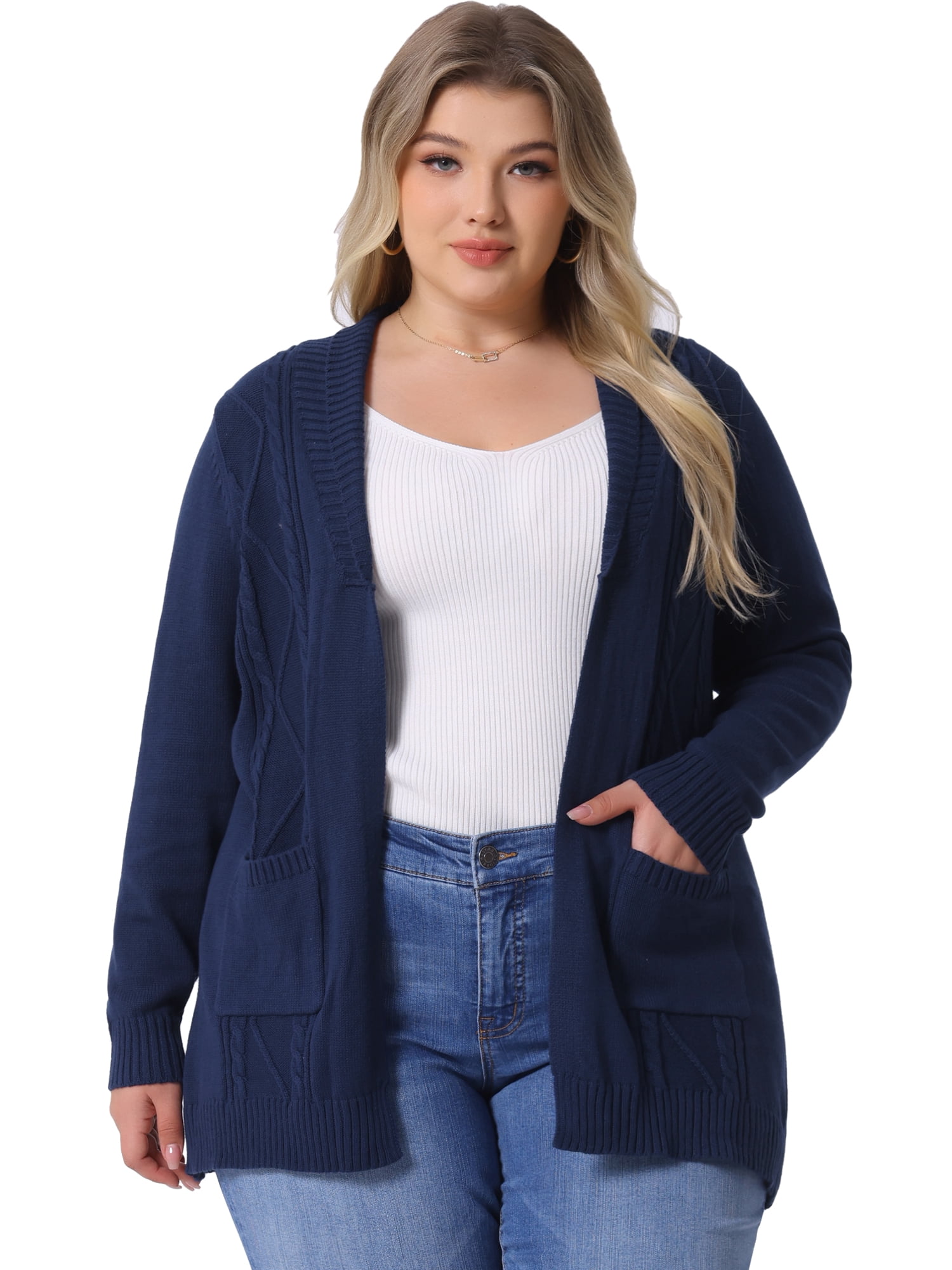 DARING DIVA Women's Plus Size Classic Cardigan Sweaters 1X Dark Blue