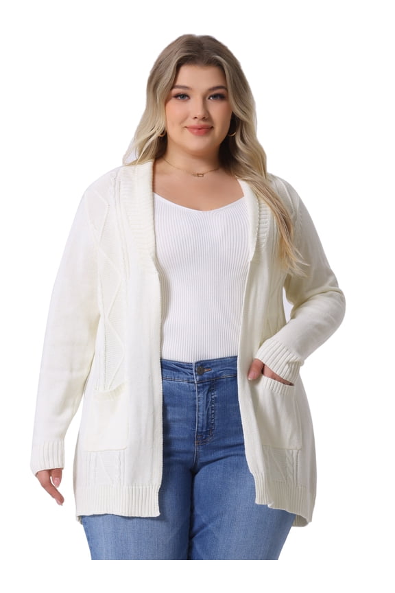 Women's Plus Size Classic Cardigan Sweaters 1X White