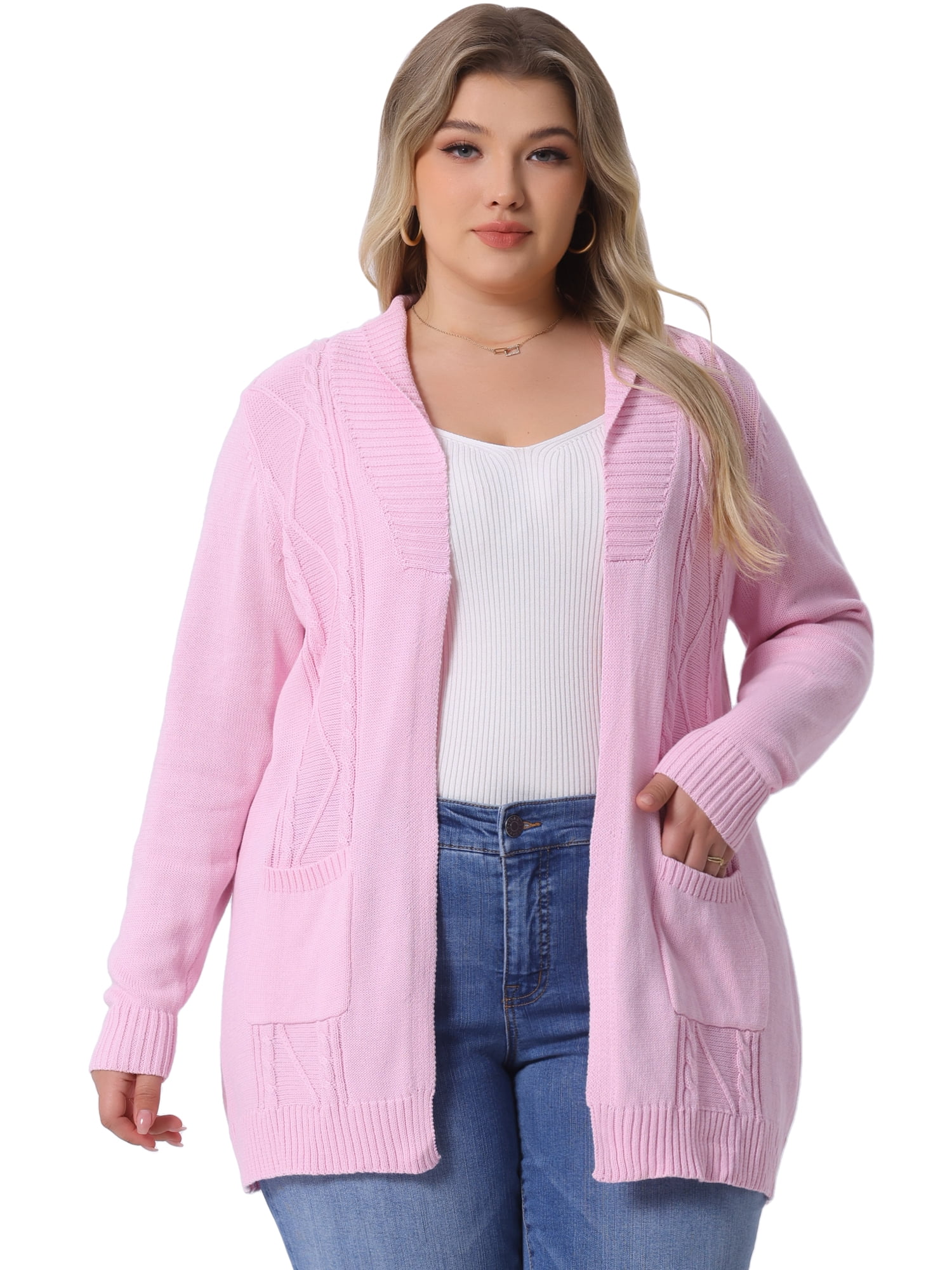 DARING DIVA Women's Plus Size Classic Cardigan Sweaters 4X Pink