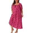 thumbnail image 1 of DARING DIVA Women's Plus Size Cute Cherry Ruffle Nightgown 1X Hot Pink, 1 of 6