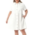 thumbnail image 1 of DARING DIVA Women's Plus Size Denim Babydoll Pockets Dress 3X White, 1 of 6