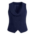 thumbnail image 1 of DARING DIVA Women's Plus Size Double Breasted Vintage Lapel Collar Vest 4X Navy Blue, 1 of 6