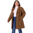 thumbnail image 1 of DARING DIVA Women's Plus Size Elegant Notched Lapel Trench Coat 4X Dark Brown, 1 of 6