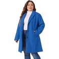 thumbnail image 1 of DARING DIVA Women's Plus Size Elegant Notched Lapel Trench Coat 4X Royal Blue, 1 of 6